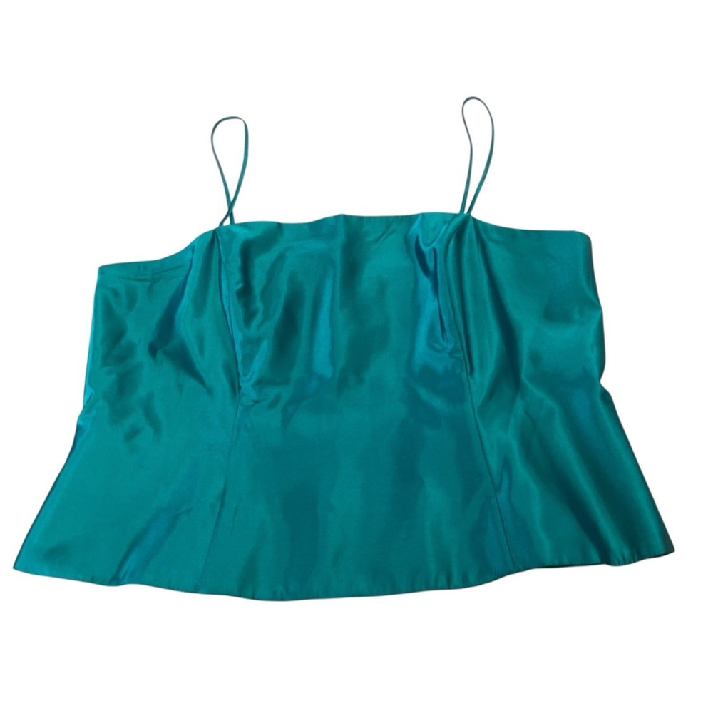 Vintage Peck & Peck Emerald Green Silk Cami Satin Top Size 14